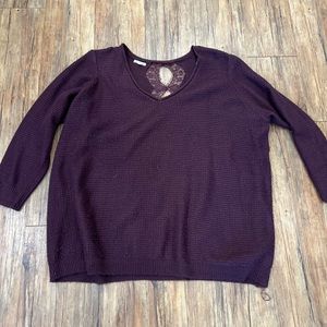 Women’s Plus Maurices Sweater with lace back - Purple - Size 3
